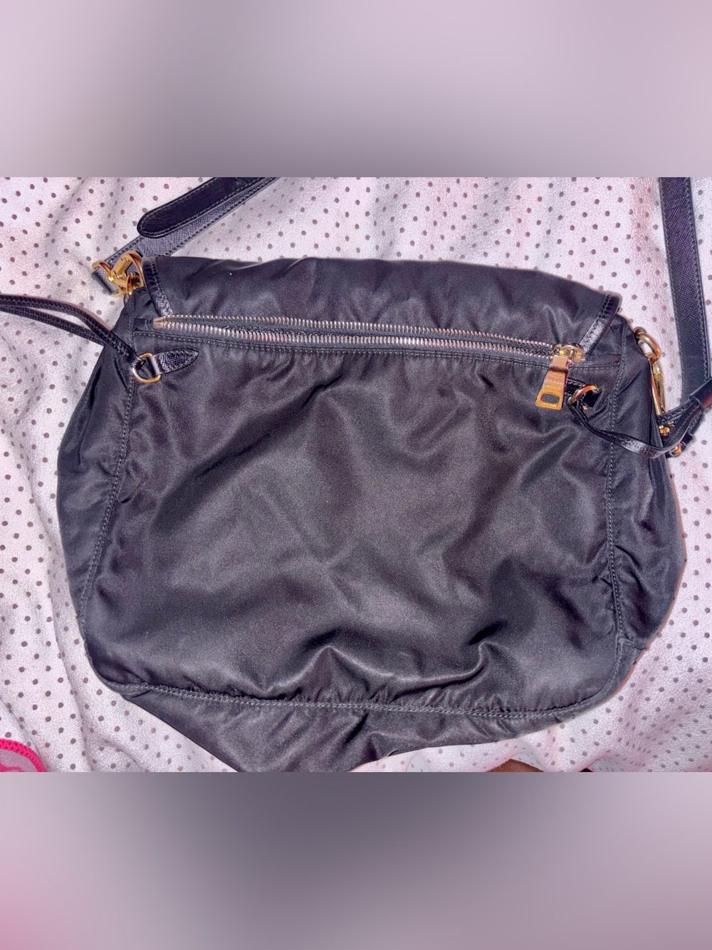 Prada Black Nylon Messenger Bag with Gold Hardware - Picture 3 of 15